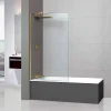 Superban Paroi de baignoire fixe en verre sécurité transparent ép 6mm anti calcaire, L100 x H147 cm, or brossé, Mont Blanc CC