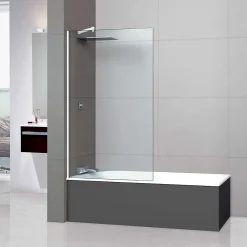 Pare-Baignoire|Superban Paroi de baignoire fixe en verre sécurité transparent ép 6mm anti calcaire, L100 x H147 cm, blanc mat, Mont Blanc CC