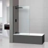 Superban Paroi de baignoire fixe en verre sécurité transparent ép 8mm anti calcaire, L110 x H147 cm, noir mat, Mont Blanc CC
