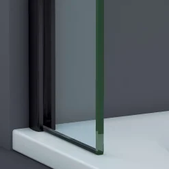 Superban Paroi de baignoire fixe en verre sécurité transparent ép 8mm anti calcaire, L110 x H147 cm, noir mat, Mont Blanc CC