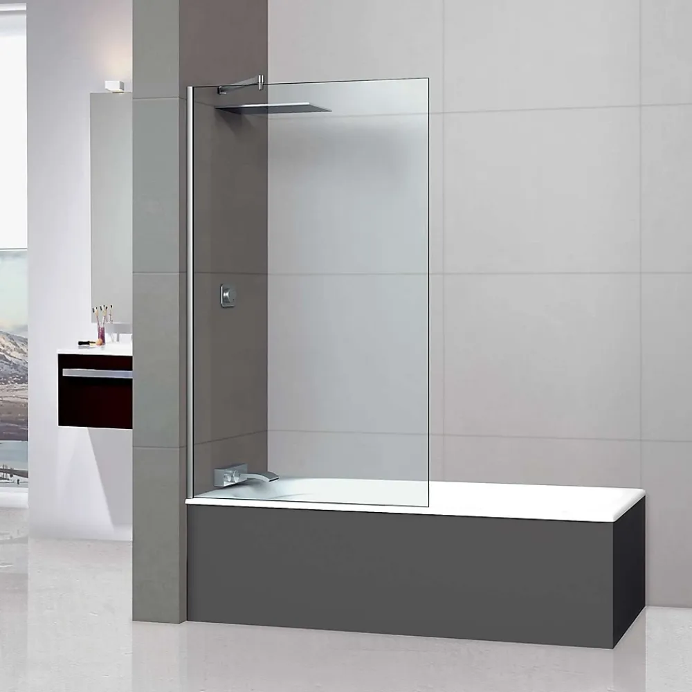 Pare-Baignoire|Superban Paroi de baignoire fixe en verre sécurité transparent ép 6mm anti calcaire, L100 x H147 cm, chrome, Mont Blanc CC