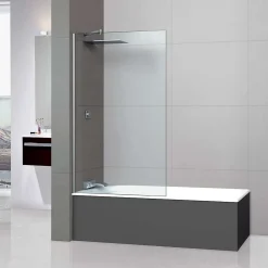 Superban Paroi de baignoire fixe en verre sécurité transparent ép 6mm anti calcaire, L120 x H147 cm, chrome, Mont Blanc CC