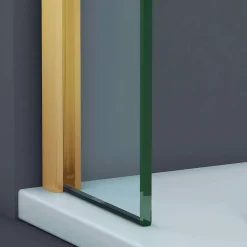 Pare-Baignoire|Superban Paroi de baignoire fixe en verre sécurité transparent ép 8mm anti calcaire, L120 x H147 cm, or brossé, Mont Blanc CC