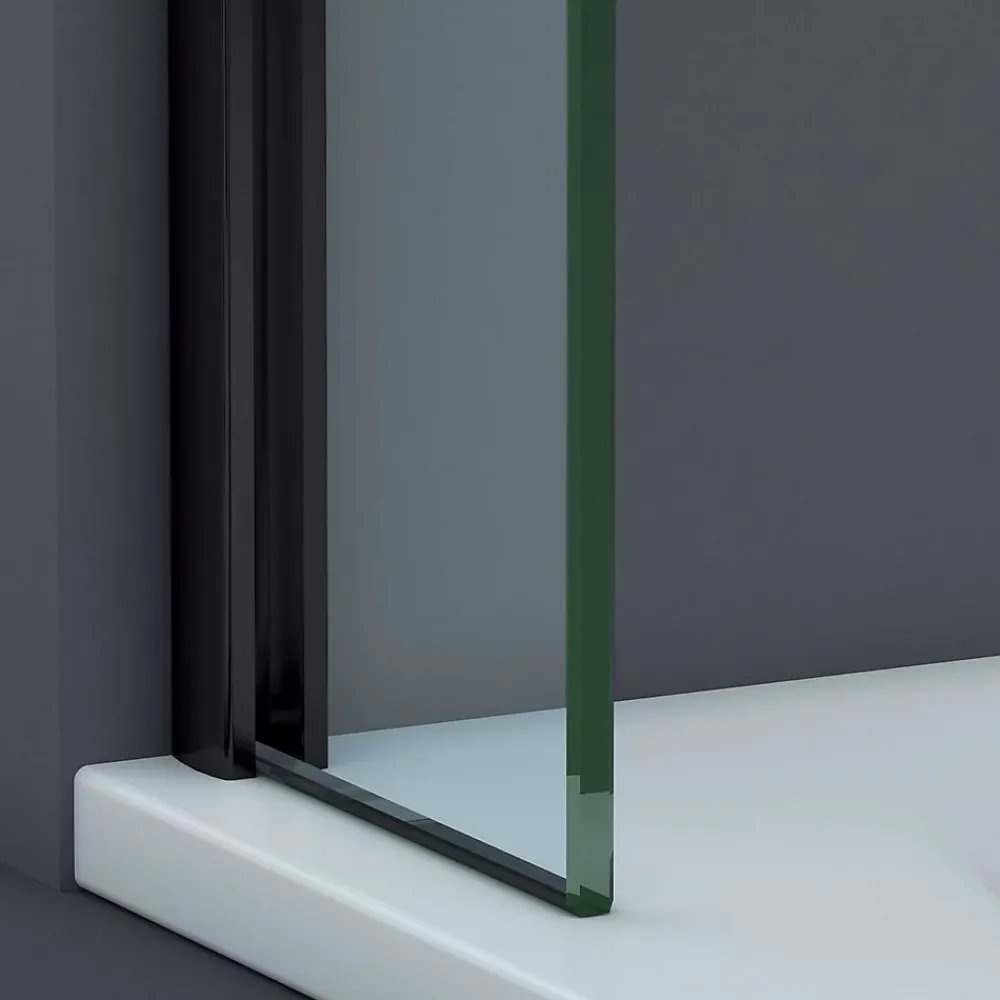 Pare-Baignoire|Superban Paroi de baignoire fixe en verre sécurité transparent ép 8mm anti calcaire, L100 x H147 cm, noir mat, Mont Blanc CC