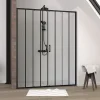 Galedo Paroi de douche à double porte coulissante 120 x 160 cm, profilé noir mat laqué, Factor X