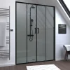 Porte De Douche|Galedo Paroi de douche à double porte coulissante 140 x 200 cm, profilé noir mat laqué, Factory
