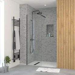 Paroi De Douche| Paroi de douche à l'italienne H.195 x l.60 cm, ép. 5 mm, profilé noir, Galedo Essentiel