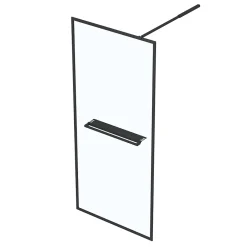 Paroi De Douche| Paroi de douche à l'italienne avec porte-serviettes H.200 x l.90 cm, ép. 6 mm, profilé noir, Galedo Edge