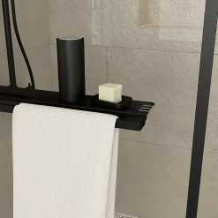 Paroi De Douche| Paroi de douche à l'italienne avec porte-serviettes H.200 x l.90 cm, ép. 6 mm, profilé noir, Galedo Edge