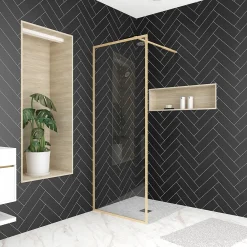 Paroi De Douche| Paroi de douche à l'italienne H.200 x l.80 cm, ép. 6 mm, profilé doré, Galedo Edge