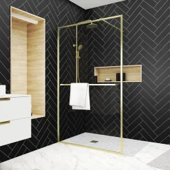 Paroi de douche à l'italienne fixe 120 x 200 cm, doré brossé, Galedo Golden Edge