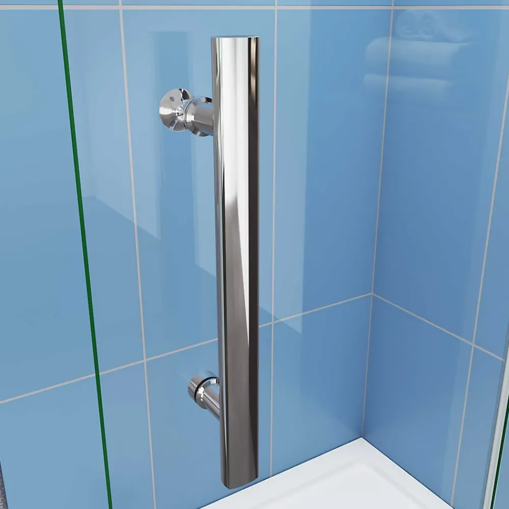 Paroi de douche à l'italienne chrome L95 x H185cm style atelier,pivotante et pliante,6mm verre anticalcaire