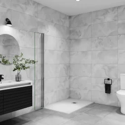 Paroi De Douche|AICA Sanitaire Paroi de douche à l'italienne pivotante mural - 8 mm verre anticalcaire, alu chromé - 35x200 cm