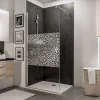 Paroi De Douche| Paroi de douche à l'italienne l.120xH.190cm, Walk In, verre transparent anticalcaire 6mm, décor Galets chromés, profilé chromé, Schulte NewStyle