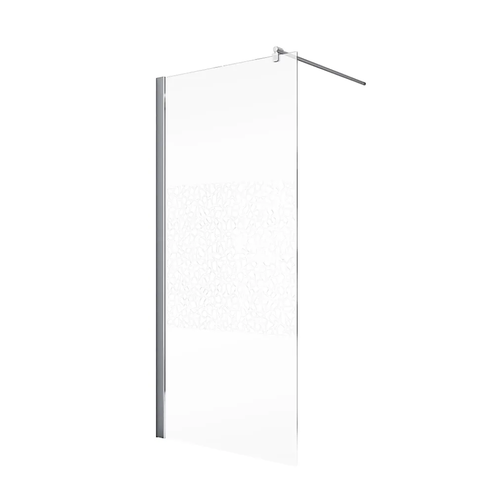 Paroi De Douche| Paroi de douche à l'italienne l.120xH.190cm, Walk In, verre transparent anticalcaire 6mm, décor Galets chromés, profilé chromé, Schulte NewStyle