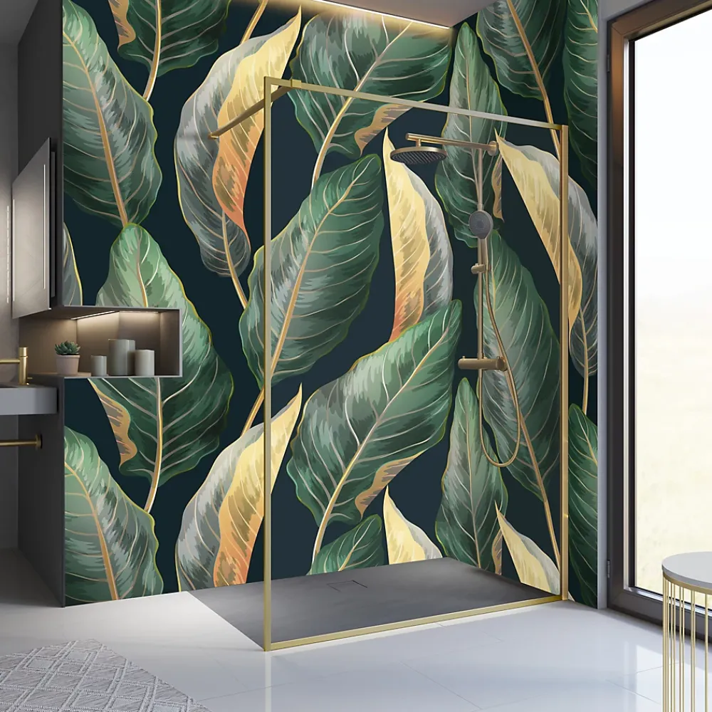 Paroi De Douche| Paroi de douche à l'italienne transparente, profilé doré 120 cm, Schulte Impériale Contoura
