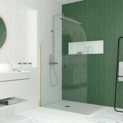 Paroi De Douche| Paroi de douche à l'italienne H.200 x 120 cm, ép. 6 mm, profilé doré, Galedo Arcade