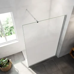 AICA Sanitaire Paroi de douche à l'italienne 90x200cm Modèle Brume, avec barre de stabilisation 73-120cm en carré Paroi latérale fixe