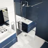Paroi de douche à l'italienne fixe l.120 x H.195 cm, bandes miroir, profilés alu chrome, GoodHome Ledava