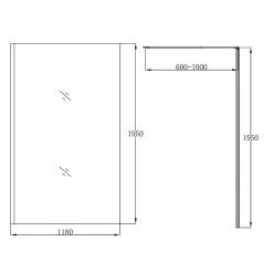 Paroi de douche à l'italienne fixe l.120 x H.195 cm, bandes miroir, profilés alu chrome, GoodHome Ledava