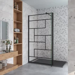 AICA Sanitaire Paroi de douche à l'italienne 70x200cm avec volet pivotant 40cm - 8mm verre anticalcaire - barre de fixation carrée 140cm