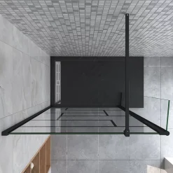 AICA Sanitaire Paroi de douche à l'italienne 70x200cm avec volet pivotant 40cm - 8mm verre anticalcaire - barre de fixation carrée 140cm