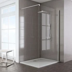 Paroi de douche à l'italienne l.120 x H.200 cm, Walk In, verre transparent anticalcaire, profilé chromé, Schulte Masterclass Espace 8 T