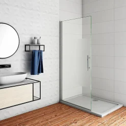 AICA Sanitaire Paroi de douche à l'italienne pivotante 75x180cm - 6mm verre anticalcaire - profilé Chrome - centre dépoli