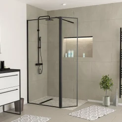 Paroi De Douche| Paroi de douche à l'italienne et volet noir Galedo Dark Edge transparent 90+40cm