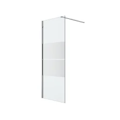 Paroi De Douche| Paroi de douche à l'italienne fixe l.80 x H.195 cm, bandes miroir, profilés alu chrome, GoodHome Ledava