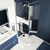 Paroi de douche à l'italienne fixe avec volet l.80+45 x H.195 cm, bandes miroir, profilés alu chrome, GoodHome Ledava