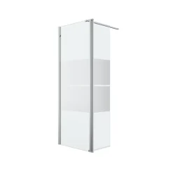Paroi de douche à l'italienne fixe avec volet l.80+45 x H.195 cm, bandes miroir, profilés alu chrome, GoodHome Ledava