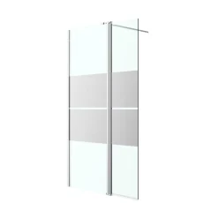 Paroi de douche à l'italienne fixe avec volet l.80+45 x H.195 cm, bandes miroir, profilés alu chrome, GoodHome Ledava