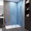 Paroi de douche à l'italienne chrome L115 x H185cm style atelier,pivotante et pliante,6mm verre anticalcaire