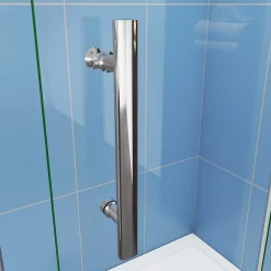 Paroi de douche à l'italienne chrome L115 x H185cm style atelier,pivotante et pliante,6mm verre anticalcaire