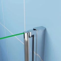 Paroi de douche à l'italienne chrome L115 x H185cm style atelier,pivotante et pliante,6mm verre anticalcaire