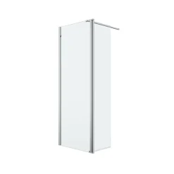 Paroi de douche à l'italienne fixe avec volet l.80+45 x H.195 cm, verre transparent, profilés alu chrome, GoodHome Ledava