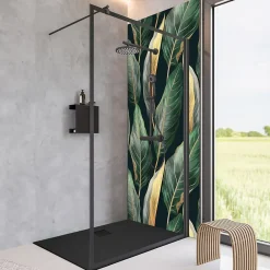 Paroi de douche à l'italienne transparente, profilé noir mat 140 cm, Schulte Impériale Contoura