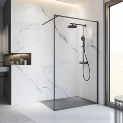 Paroi de douche à l'italienne transparente, profilé noir mat 140 cm, Schulte Impériale Contoura