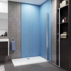 Paroi De Douche| Paroi de douche à l'italienne pivotante Chrome, L76xH187cm, 6mm verre anticalcaire, Pose réversible, Conception simple
