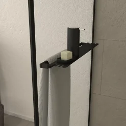 Paroi de douche à l'italienne fixe 100 x 200 cm, noir mat, Galedo Dark Edge Shelf