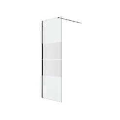 Paroi de douche à l'italienne fixe l.70 x H.195 cm, bandes miroir, profilés alu chrome, GoodHome Ledava