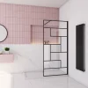 Paroi de douche à l'italienne 80x200cm avec barre de fixation carrée 90cm,8mm verre anticalcaire,style atelier - Noir mat
