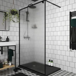 Paroi De Douche| Paroi de douche à l'italienne GoodHome Ezili gaufré profilé noir 120 cm