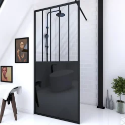 Paroi de douche à l'italienne Galedo Black Indus transparent 100cm