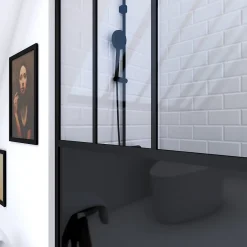 Paroi de douche à l'italienne Galedo Black Indus transparent 100cm