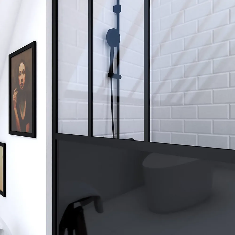 Paroi de douche à l'italienne Galedo Black Indus transparent 100cm