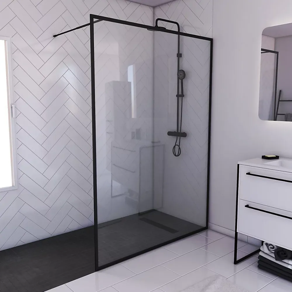 Paroi De Douche| Paroi de douche à l'italienne noir Galedo Dark Edge transparent l.140 x H.200 cm