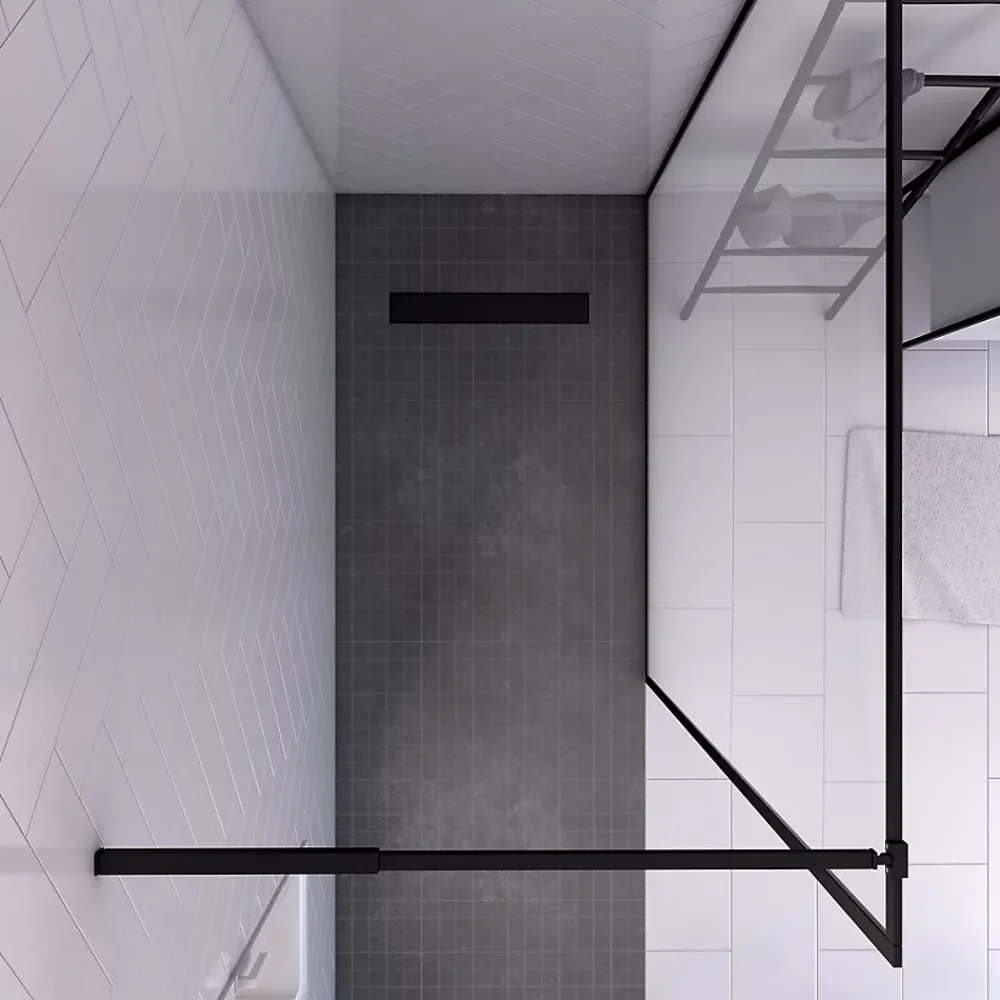 Paroi De Douche| Paroi de douche à l'italienne noir Galedo Dark Edge transparent l.140 x H.200 cm