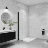 Paroi De Douche|AICA Sanitaire Paroi de douche à l'italienne pivotante mural - 8 mm verre anticalcaire, alu Noir - 45x200 cm
